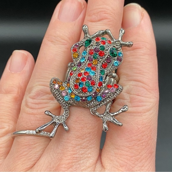 Sparkly Frog Stretch Ring Size 8 - Picture 11 of 17